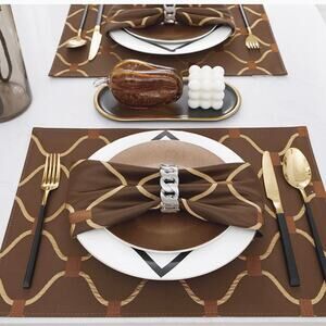Brown  Lovely Dining Heat Resistant Placemats Set of 4